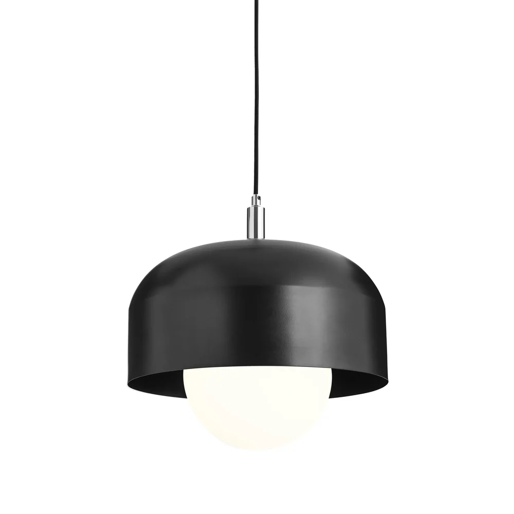 Northern Light - Bourbon Opal Pendant Ceiling Lights - Polished Stainless Steel Matt Black Finish - Matt Opal Glass Globe Ø200 mm Shade