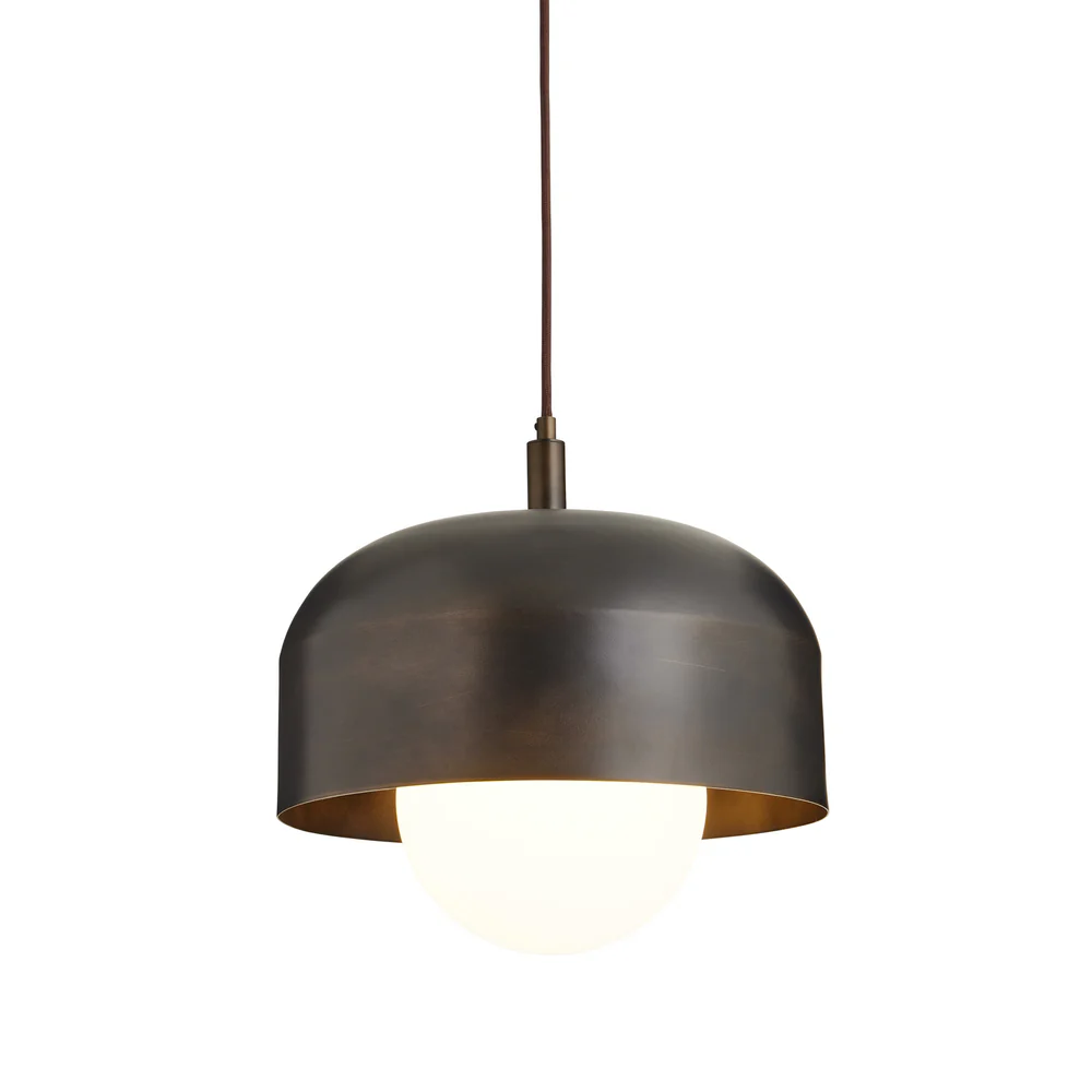 Northern Light - Bourbon Opal Pendant Ceiling Lights - Brass Dark Finish - Matt Opal Glass Globe Ø200 mm Shade