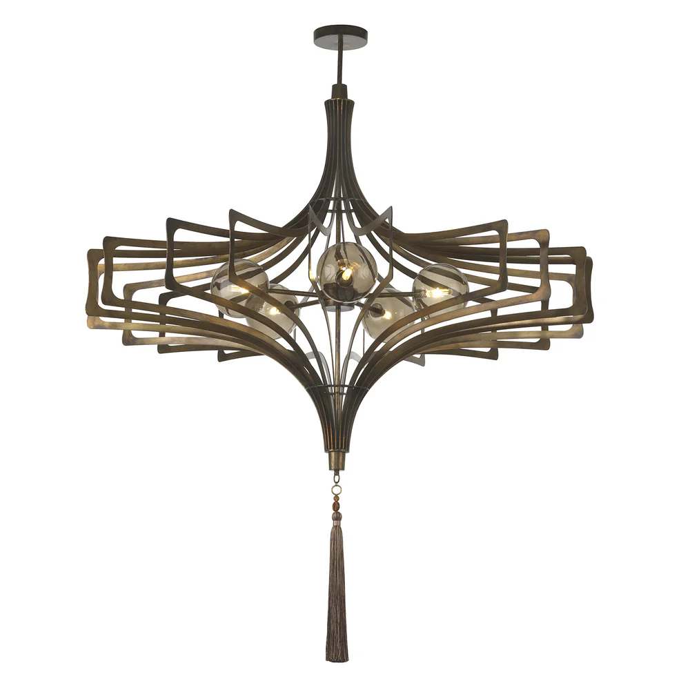 Northern Light - Aurelia Chandelier Tassel Ceiling Lights - Patinated Gold Finish