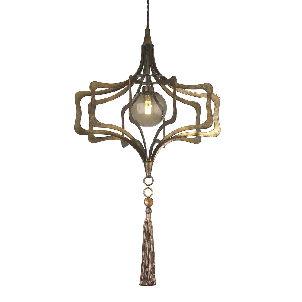 Northern Light - Aurelia Pendant Tassel Ceiling Lights - Patinated Gold Finish