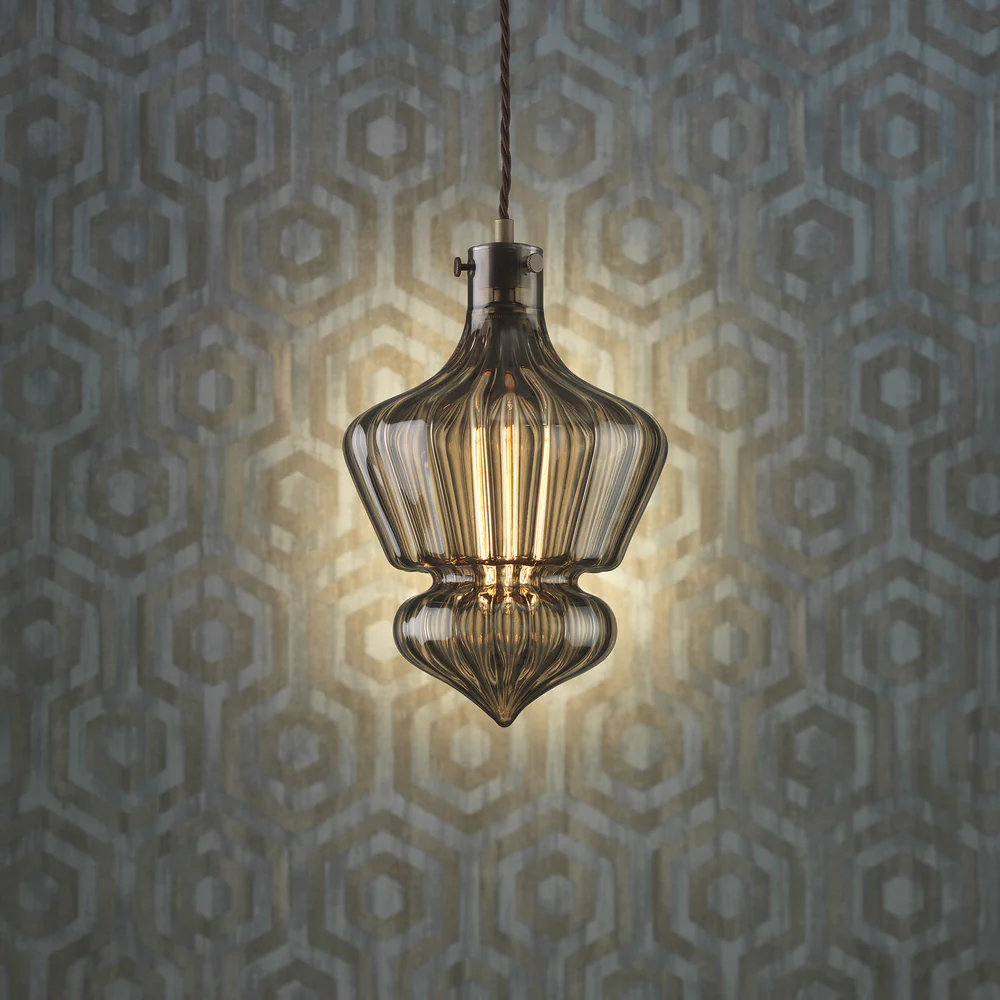Northern Light - Milo Pendant Ceiling Lights - Smoke Oiled Bronze Finish - Smoke Glass Shade