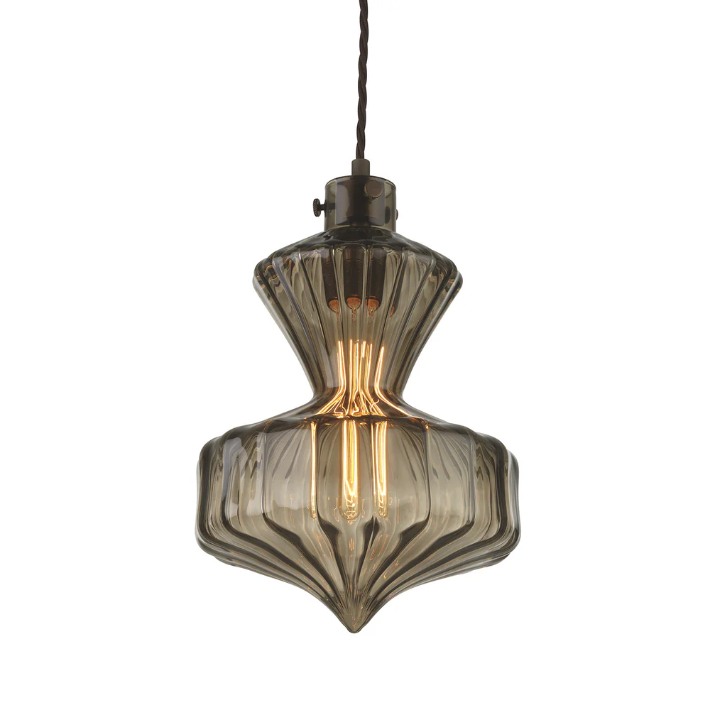 Northern Light - Viola Pendant Ceiling Lights - Smoke Oiled Bronze Finish - Smoke Glass Shade