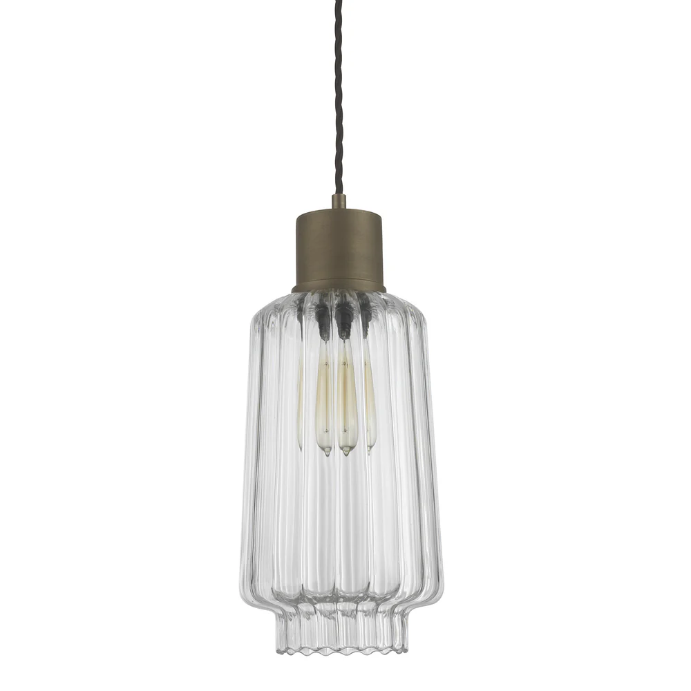 Northern Light - Levitt Pendant Ceiling Lights - Clear Reeded Brass Medium Finish - Clear Reeded Shade