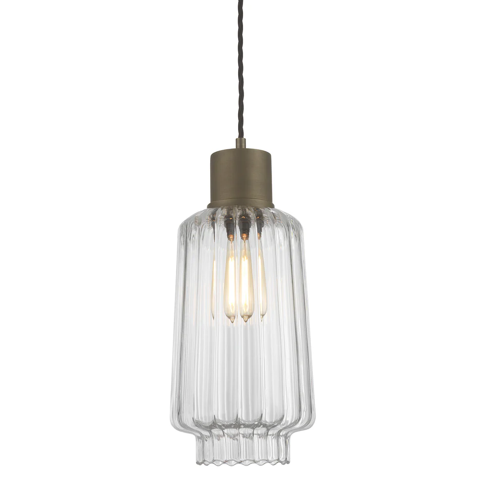 Northern Light - Levitt Pendant Ceiling Lights - Clear Reeded Brass Medium Finish - Clear Reeded Shade