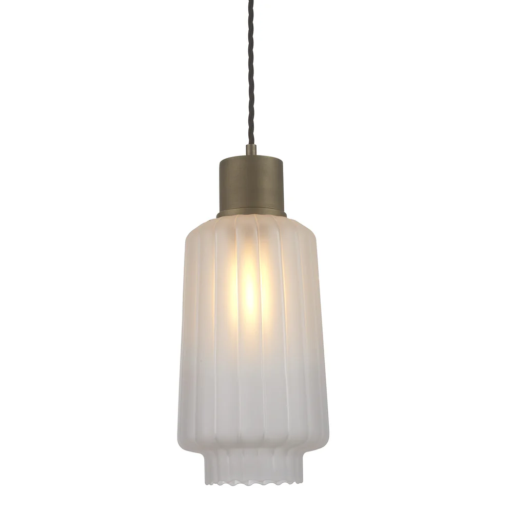 Northern Light - Levitt Pendant Ceiling Lights - Frosted Reeded Brass Medium Finish - Frosted Reeded Shade