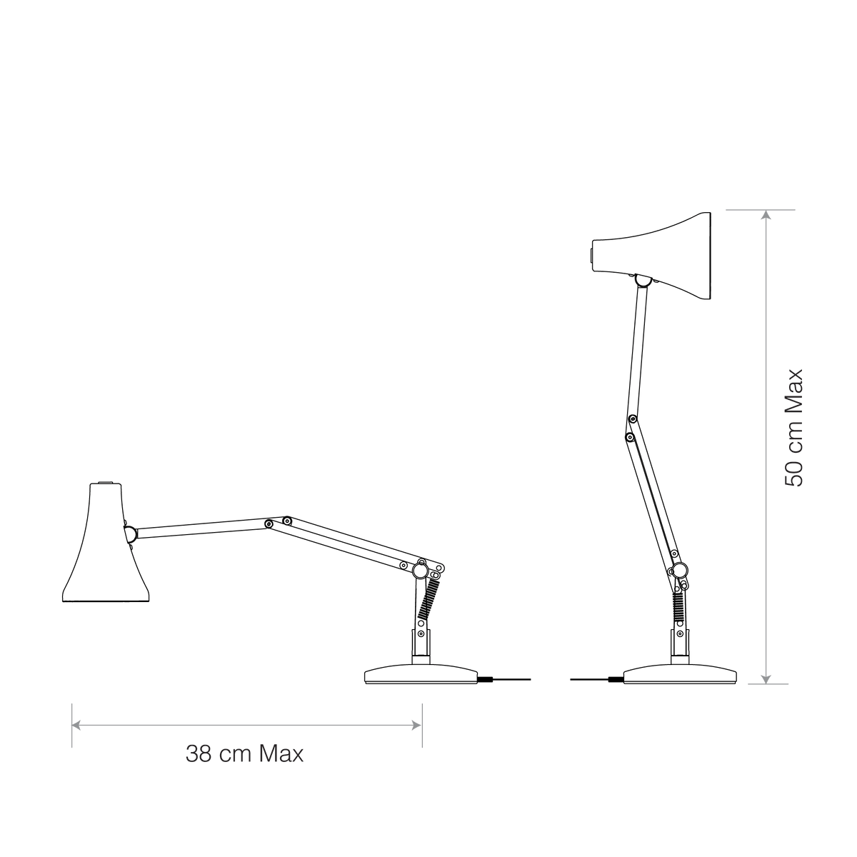 Anglepoise Light - 90 Mini Mini Desk Lamp Carbon Black - Carbon Black Finish - Arms and Aluminium Shade