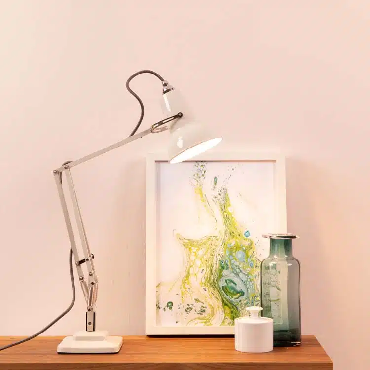 Anglepoise Light - Original 1227 Mini Desk Lamp Linen White - Linen White Finish - Aluminium Arms and Steel Shade