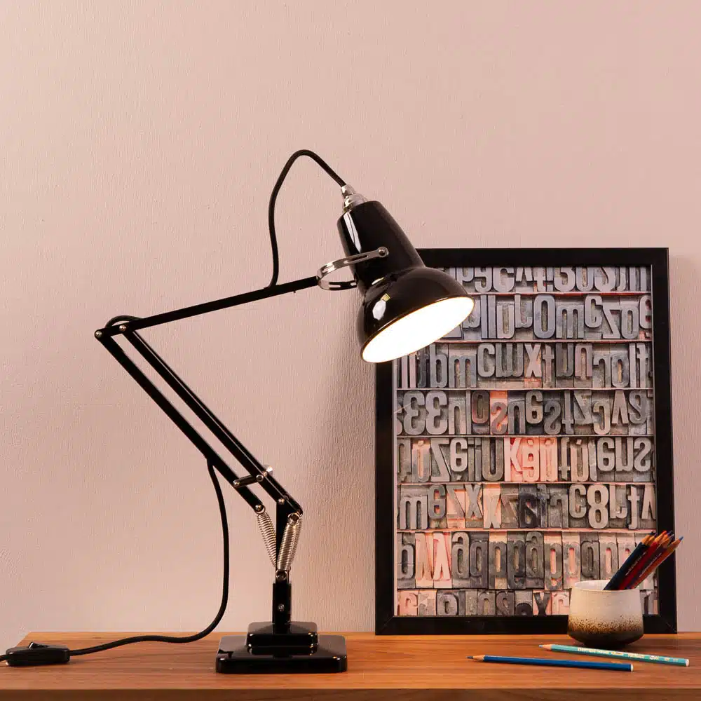 Anglepoise Light - Original 1227 Mini Desk Lamp Jet Black - Jet Black Finish - Aluminium Arms and Steel Shade