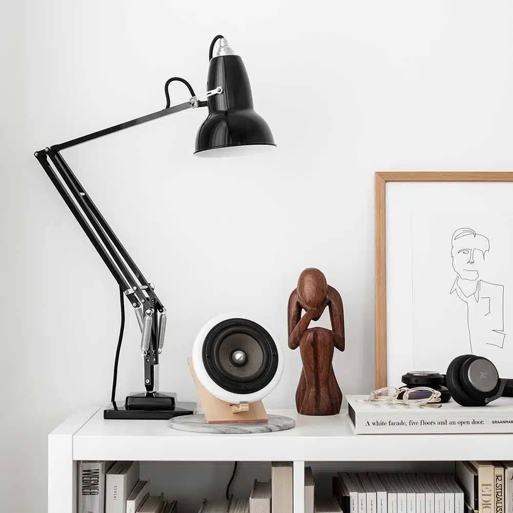 Anglepoise Light - Original 1227 Desk Lamp Jet Black - Jet Black Finish - Aluminium Arms and Steel Shade