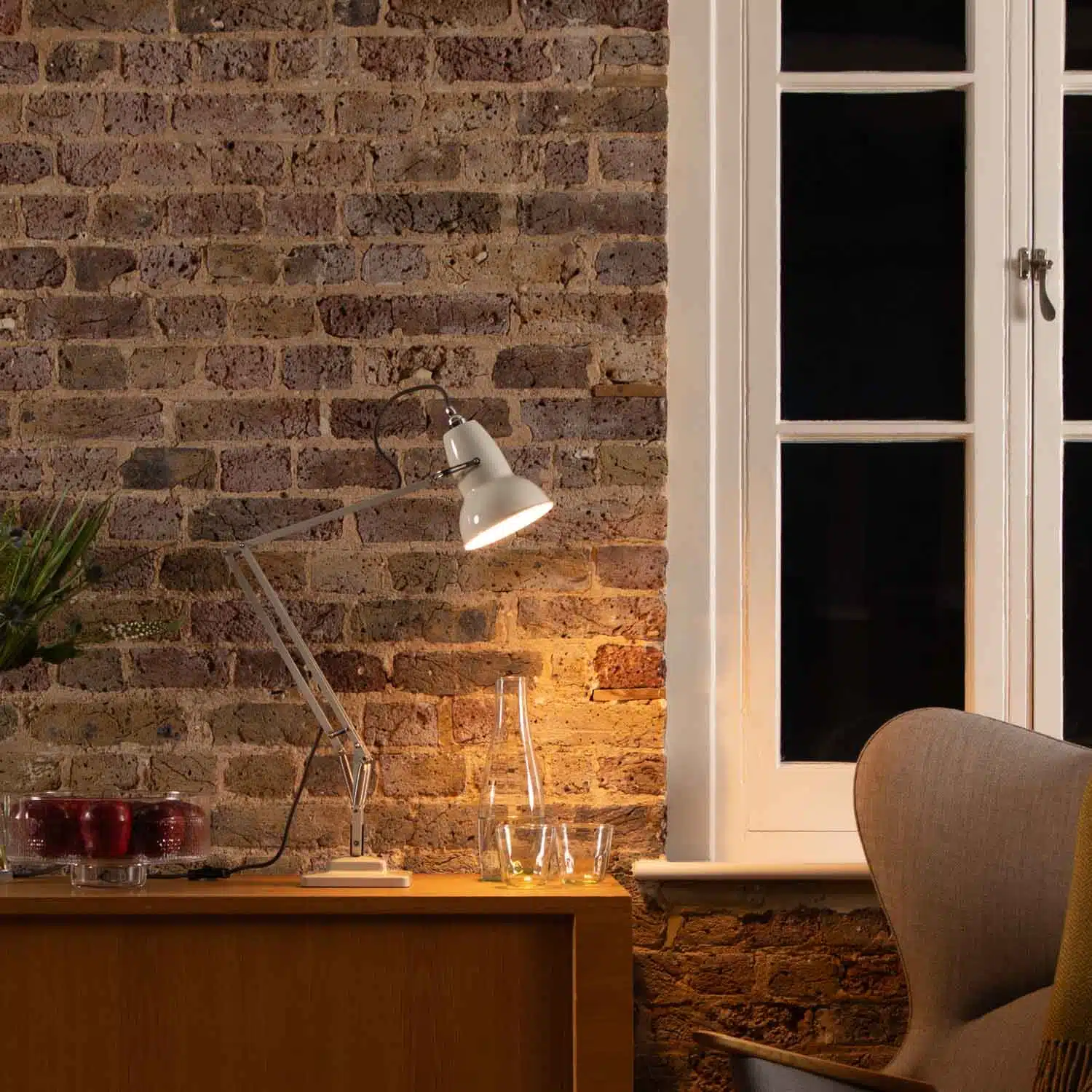 Anglepoise Light - Original 1227 Desk Lamp Linen White - Linen White Finish - Arms and Aluminium Shade