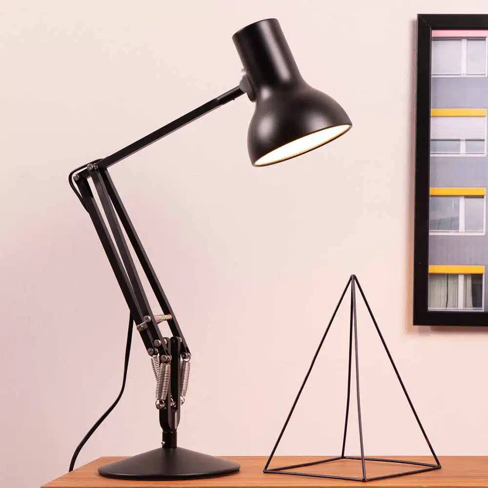 Anglepoise Light - Type 75 Mini Desk Lamp Jet Black - Jet Black Finish - Arms and Aluminium Shade