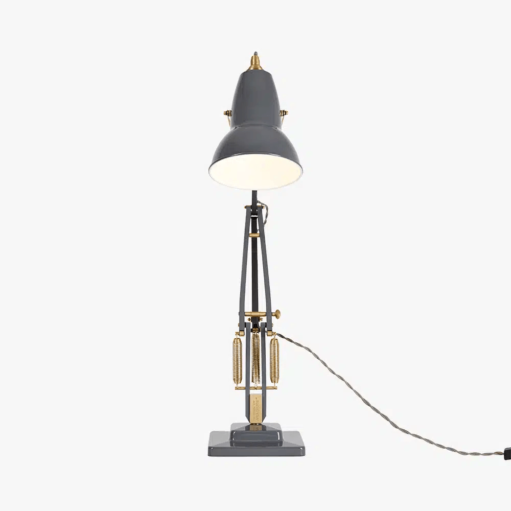 Anglepoise Light - Original 1227 Brass Desk Lamp Elephant Grey - Elephant Grey Finish - Aluminium Shade