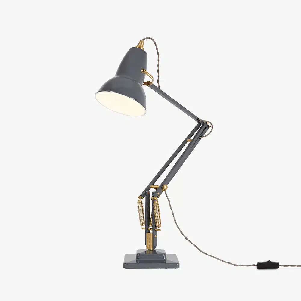 Anglepoise Light - Original 1227 Brass Desk Lamp Elephant Grey - Elephant Grey Finish - Aluminium Shade