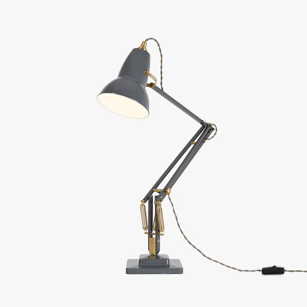 Anglepoise Light - Original 1227 Brass Desk Lamp Elephant Grey - Elephant Grey Finish - Aluminium Shade
