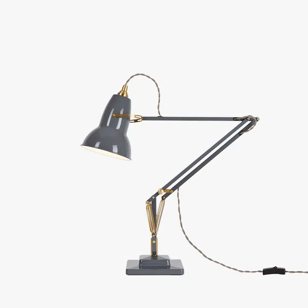 Anglepoise Light - Original 1227 Brass Desk Lamp Elephant Grey - Elephant Grey Finish - Aluminium Shade