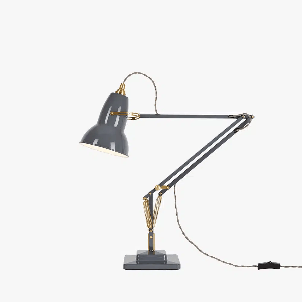 Anglepoise Light - Original 1227 Brass Desk Lamp Elephant Grey - Elephant Grey Finish - Aluminium Shade
