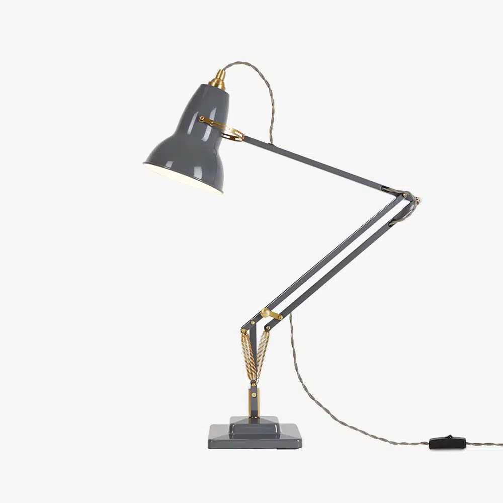 Anglepoise Light - Original 1227 Brass Desk Lamp Elephant Grey - Elephant Grey Finish - Aluminium Shade