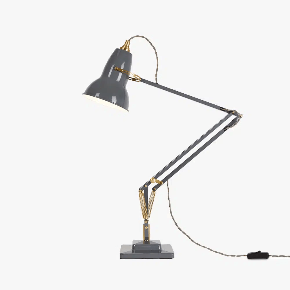 Anglepoise Light - Original 1227 Brass Desk Lamp Elephant Grey - Elephant Grey Finish - Aluminium Shade
