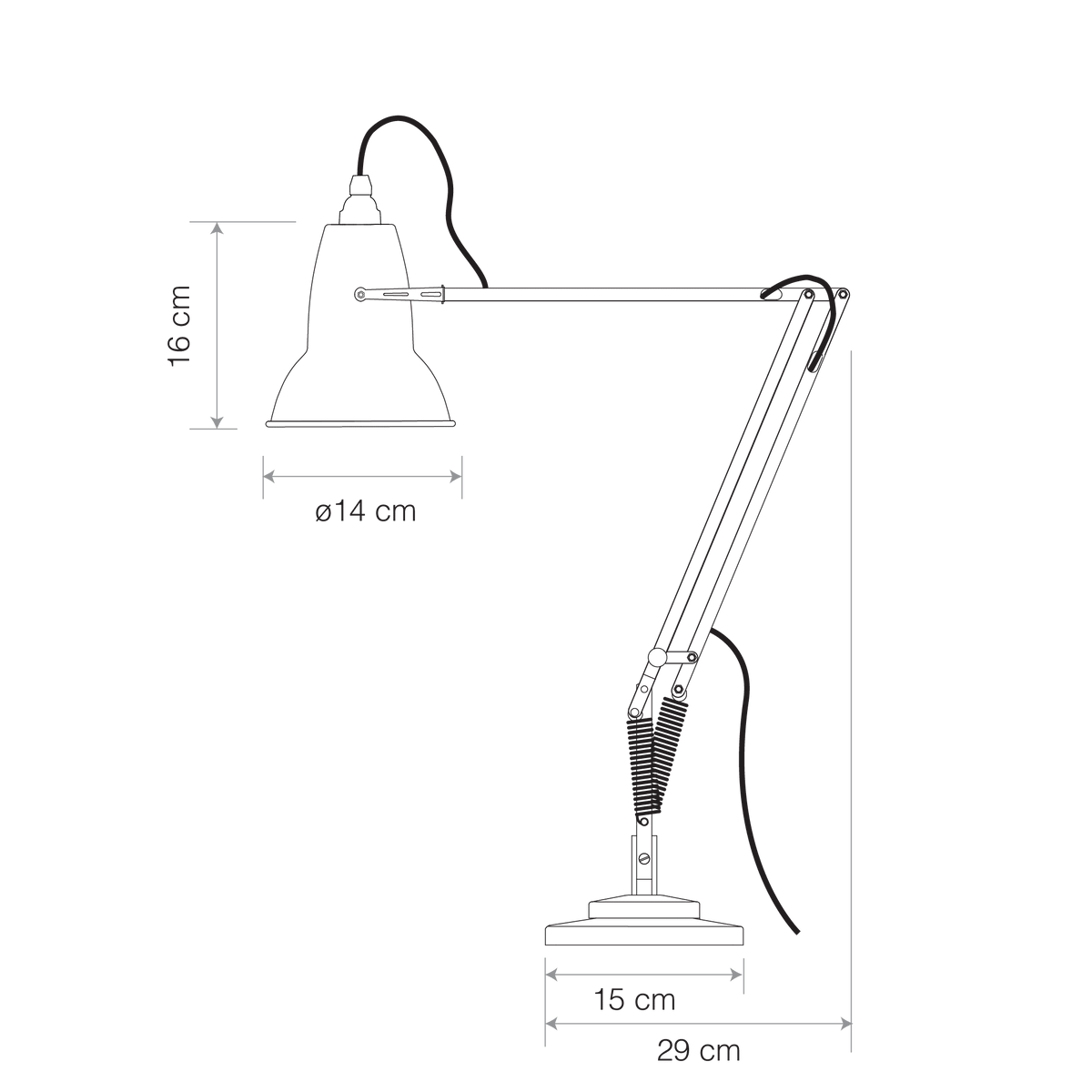 Anglepoise Light - Original 1227 Brass Desk Lamp Jet Black - Jet Black Finish - Aluminium Shade