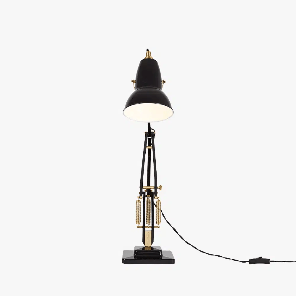 Anglepoise Light - Original 1227 Brass Desk Lamp Jet Black - Jet Black Finish - Aluminium Shade