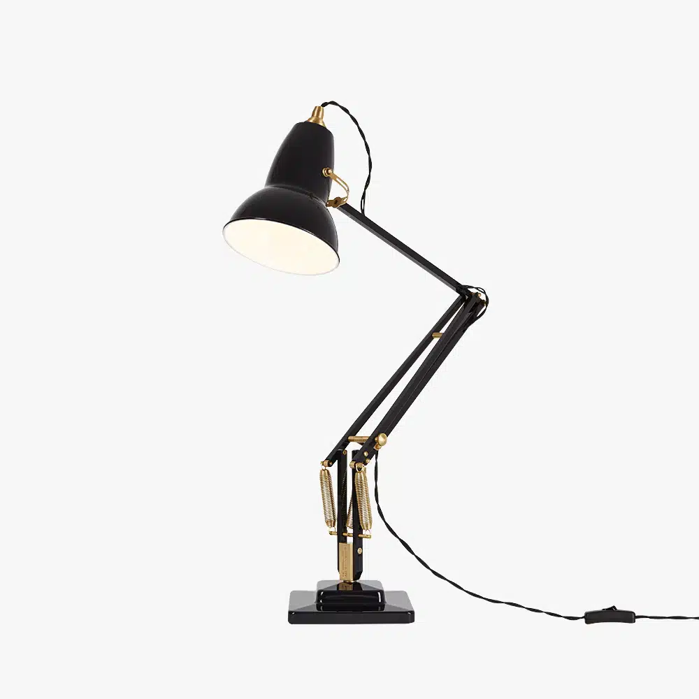 Anglepoise Light - Original 1227 Brass Desk Lamp Jet Black - Jet Black Finish - Aluminium Shade
