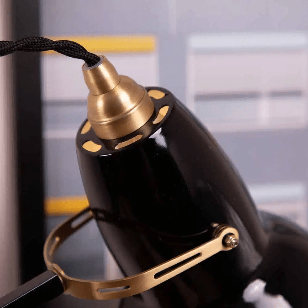 Anglepoise Light - Original 1227 Brass Desk Lamp Jet Black - Jet Black Finish - Aluminium Shade