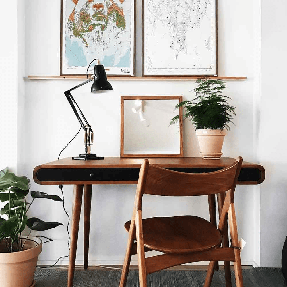 Anglepoise Light - Original 1227 Brass Desk Lamp Jet Black - Jet Black Finish - Aluminium Shade