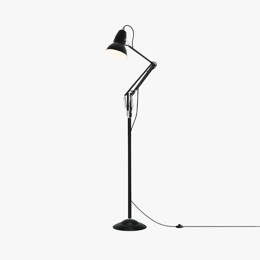 Anglepoise Light - Original 1227 Floor Lamp Jet Black - Jet Black Finish - Aluminium Shade