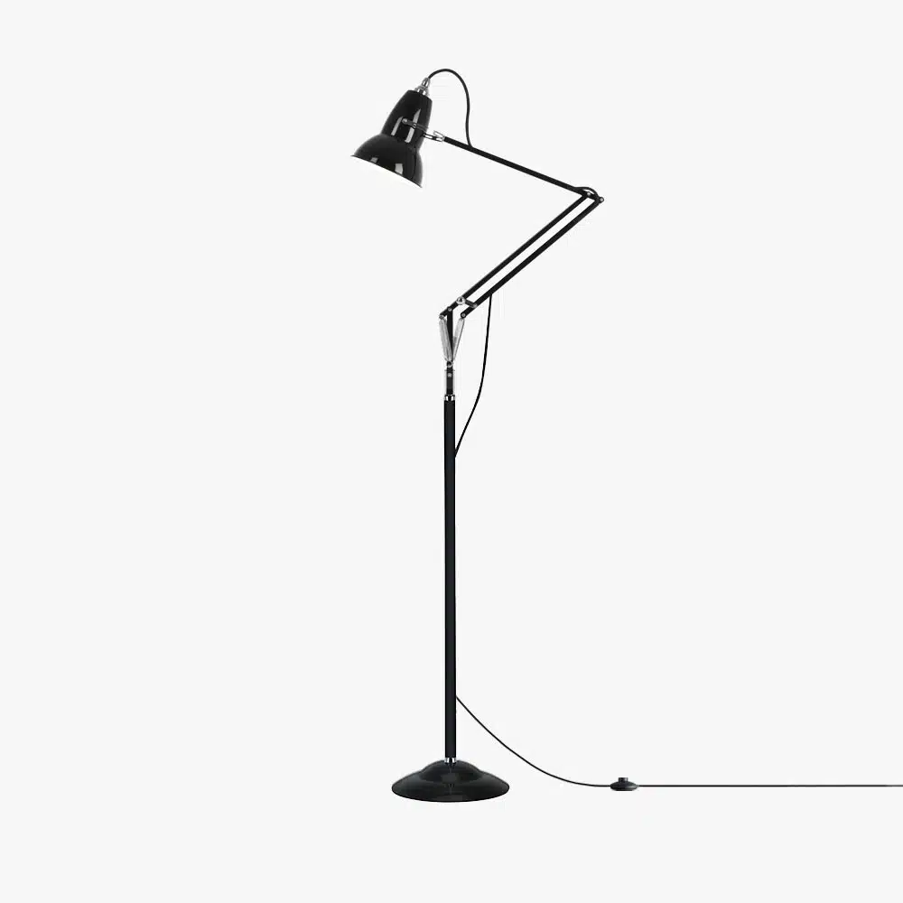 Anglepoise Light - Original 1227 Floor Lamp Jet Black - Jet Black Finish - Aluminium Shade