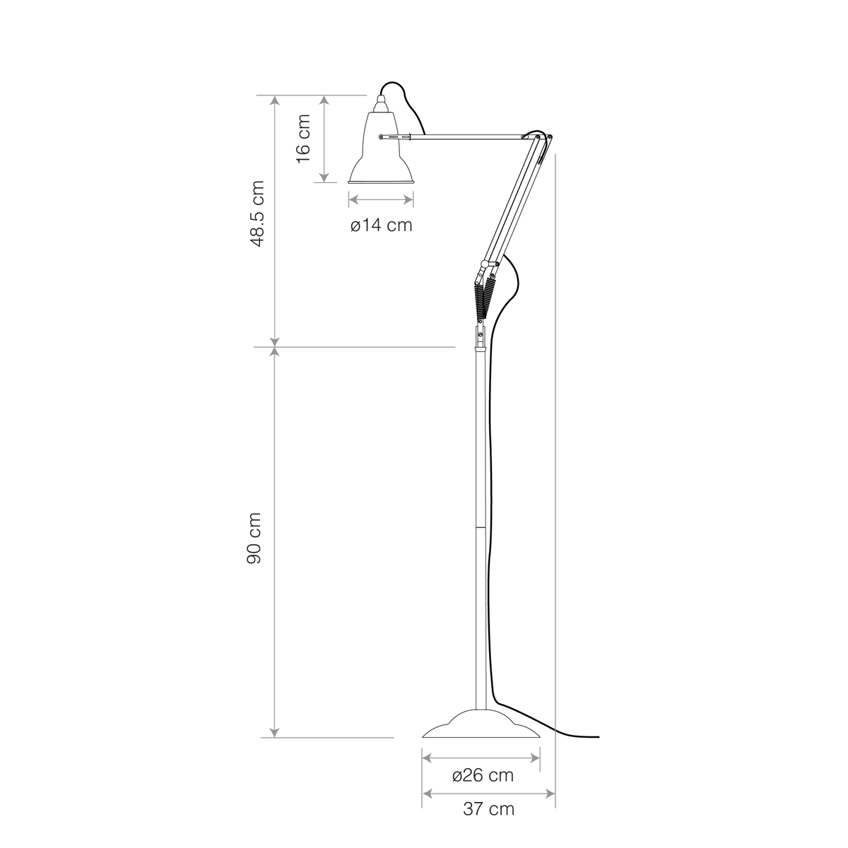 Anglepoise Light - Original 1227 Floor Lamp Dove Grey - Dove Grey Finish - Aluminium Shade