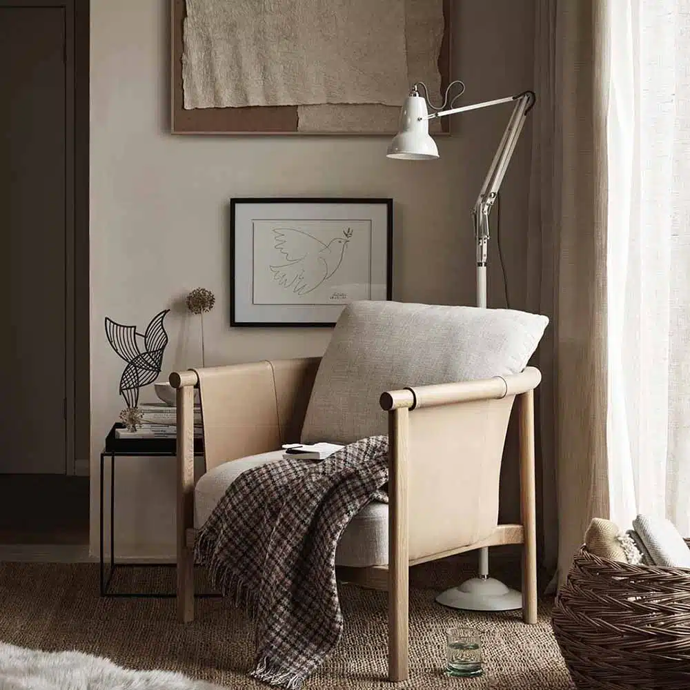 Anglepoise Light - Original 1227 Floor Lamp Linen White - Linen White Finish - Aluminium Shade