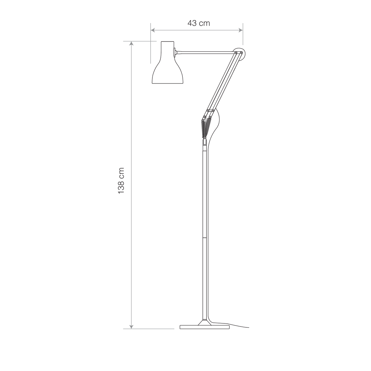 Anglepoise Light - Type 75 Floor Lamp Margaret Howell Edition Saxon Blue - Saxon Blue Finish - Arms and Aluminium Shade