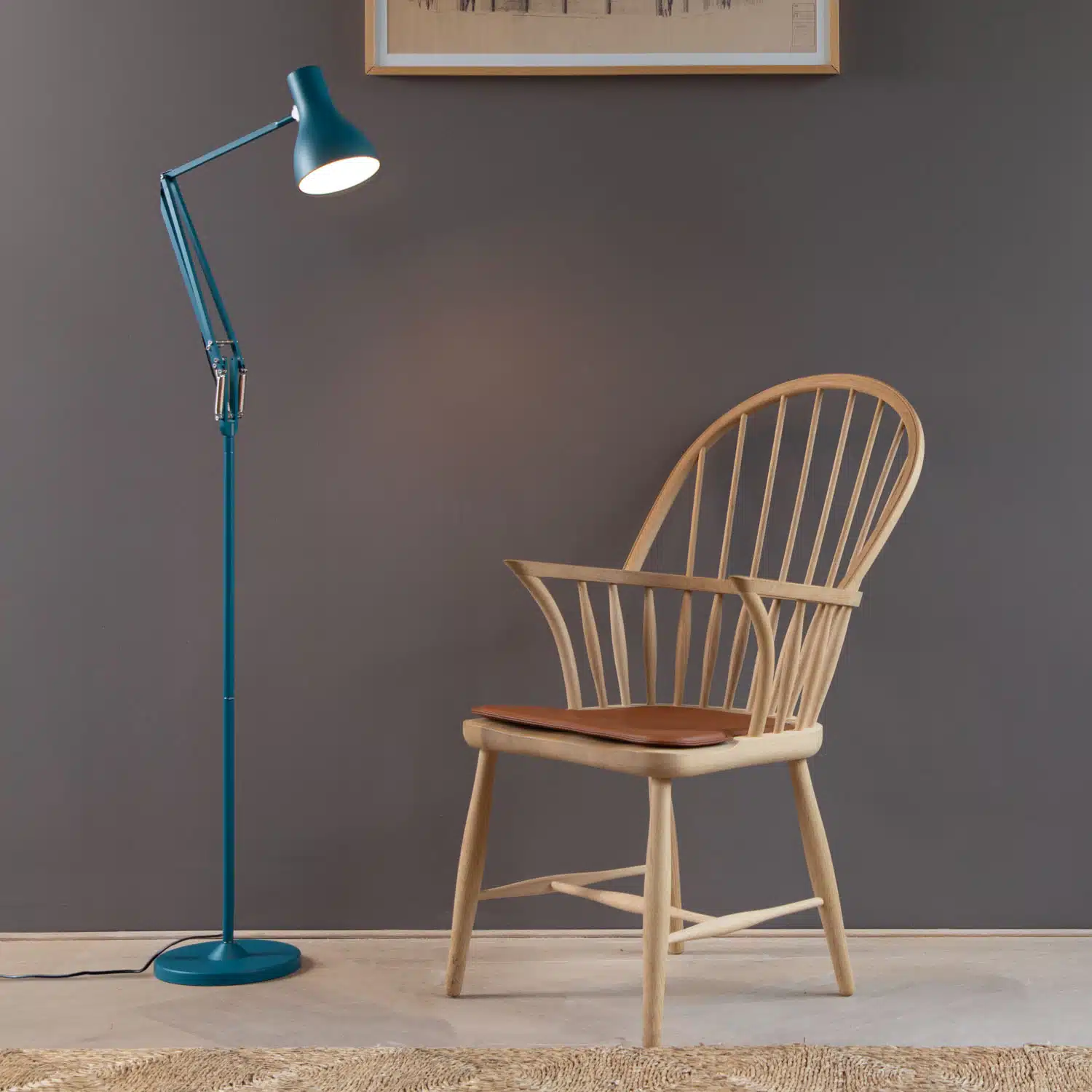 Anglepoise Light - Type 75 Floor Lamp Margaret Howell Edition Saxon Blue - Saxon Blue Finish - Arms and Aluminium Shade