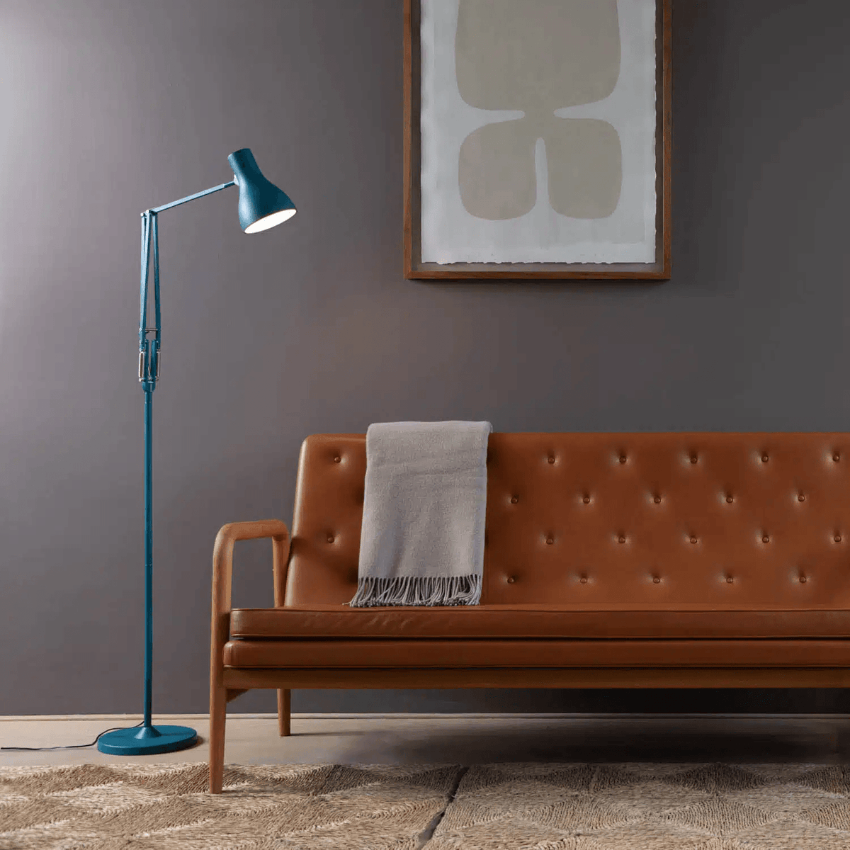 Anglepoise Light - Type 75 Floor Lamp Margaret Howell Edition Saxon Blue - Saxon Blue Finish - Arms and Aluminium Shade