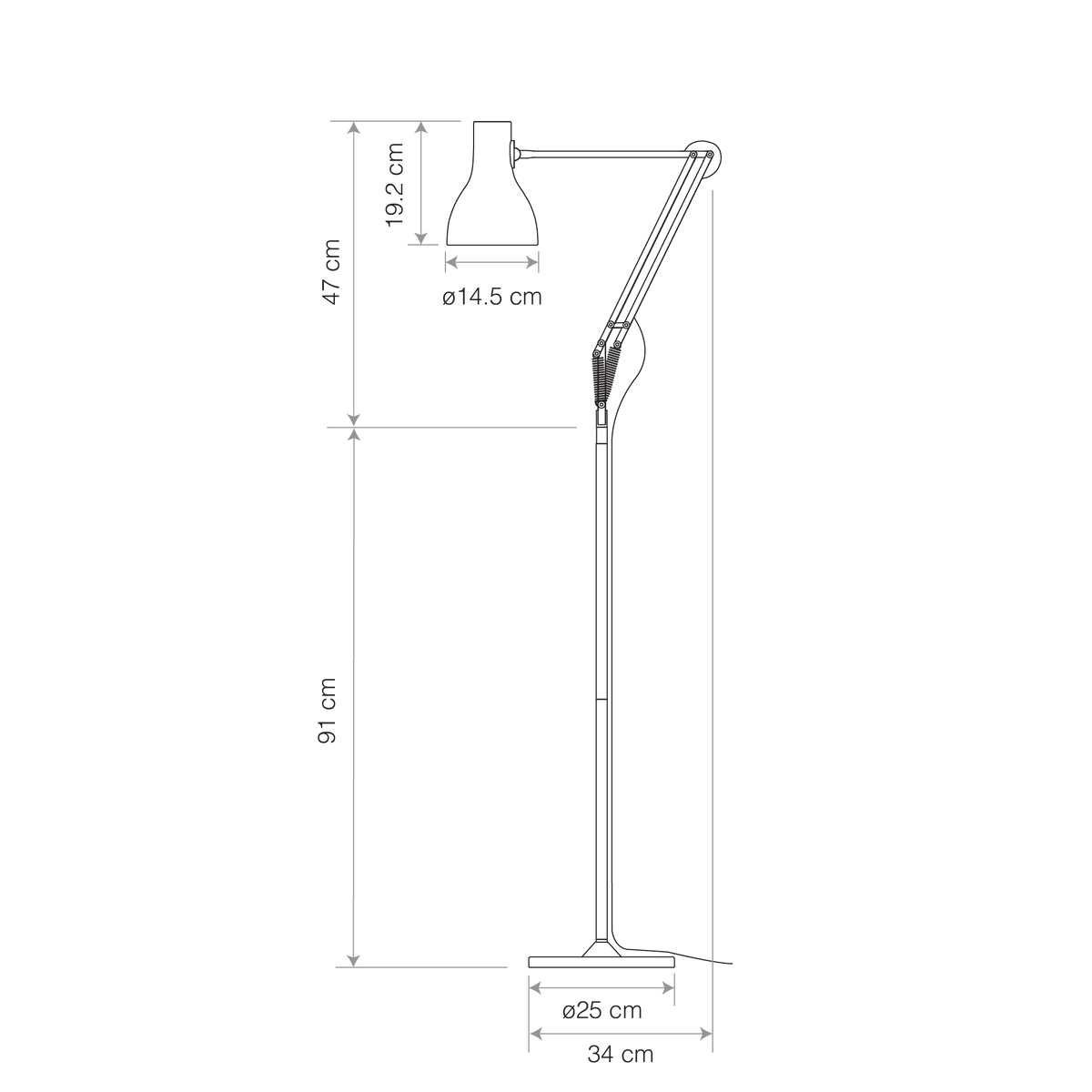 Anglepoise Light - Type 75 Floor Lamp Paul Smith Edition 4 - Paul Smith Edition Four Finish - Arms and Aluminium Shade