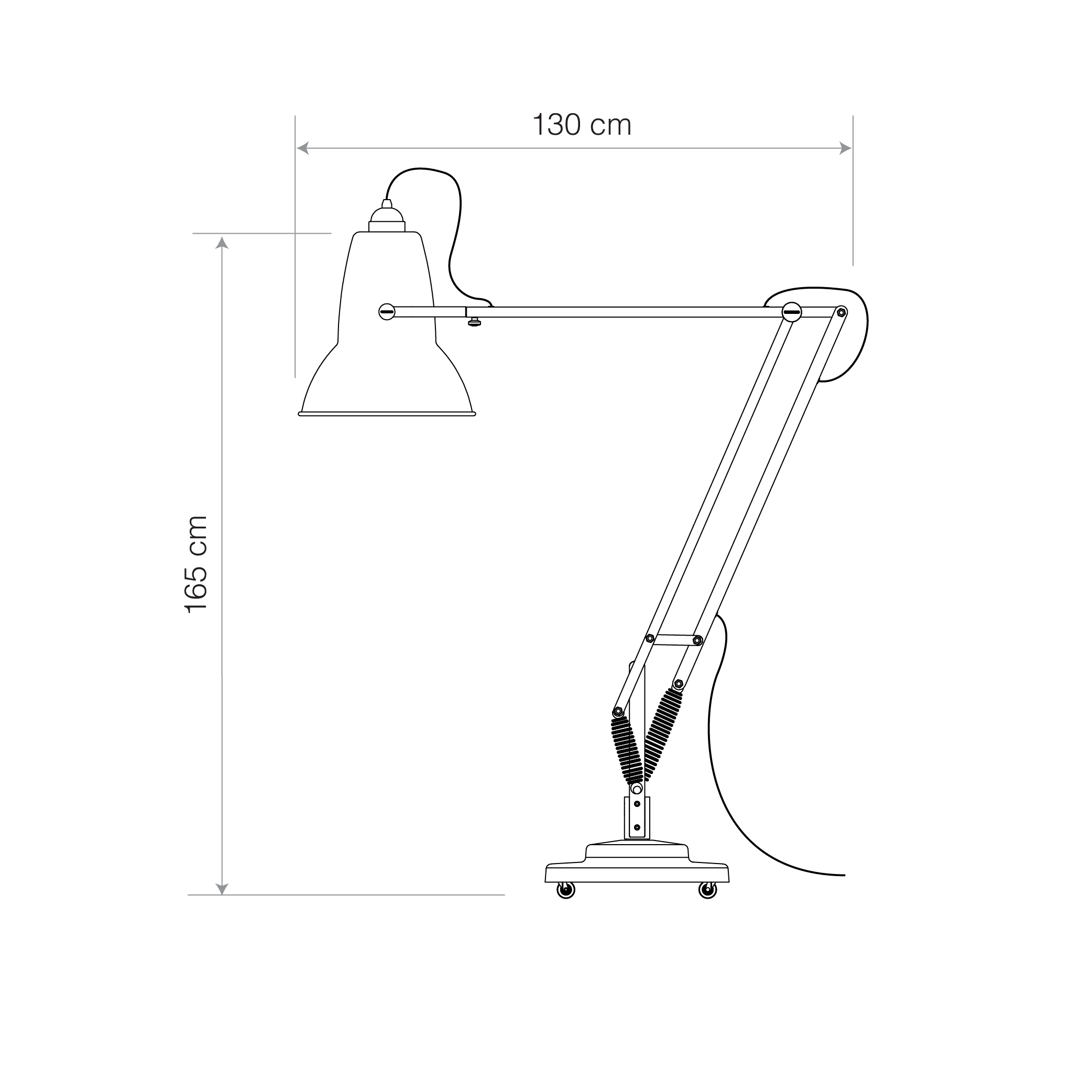 Anglepoise Light - Original 1227 Giant Floor Lamp Jet Black Satin - Jet Black Satin Finish - Aluminium Fork Block Shade