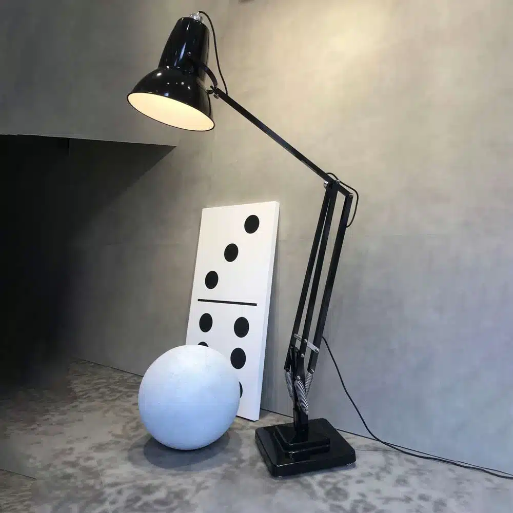 Anglepoise Light - Original 1227 Giant Floor Lamp Jet Black - Jet Black Finish - Aluminium Fork Block Shade