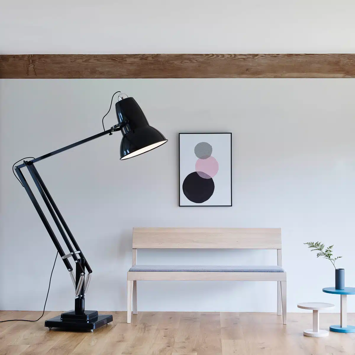 Anglepoise Light - Original 1227 Giant Floor Lamp Jet Black - Jet Black Finish - Aluminium Fork Block Shade