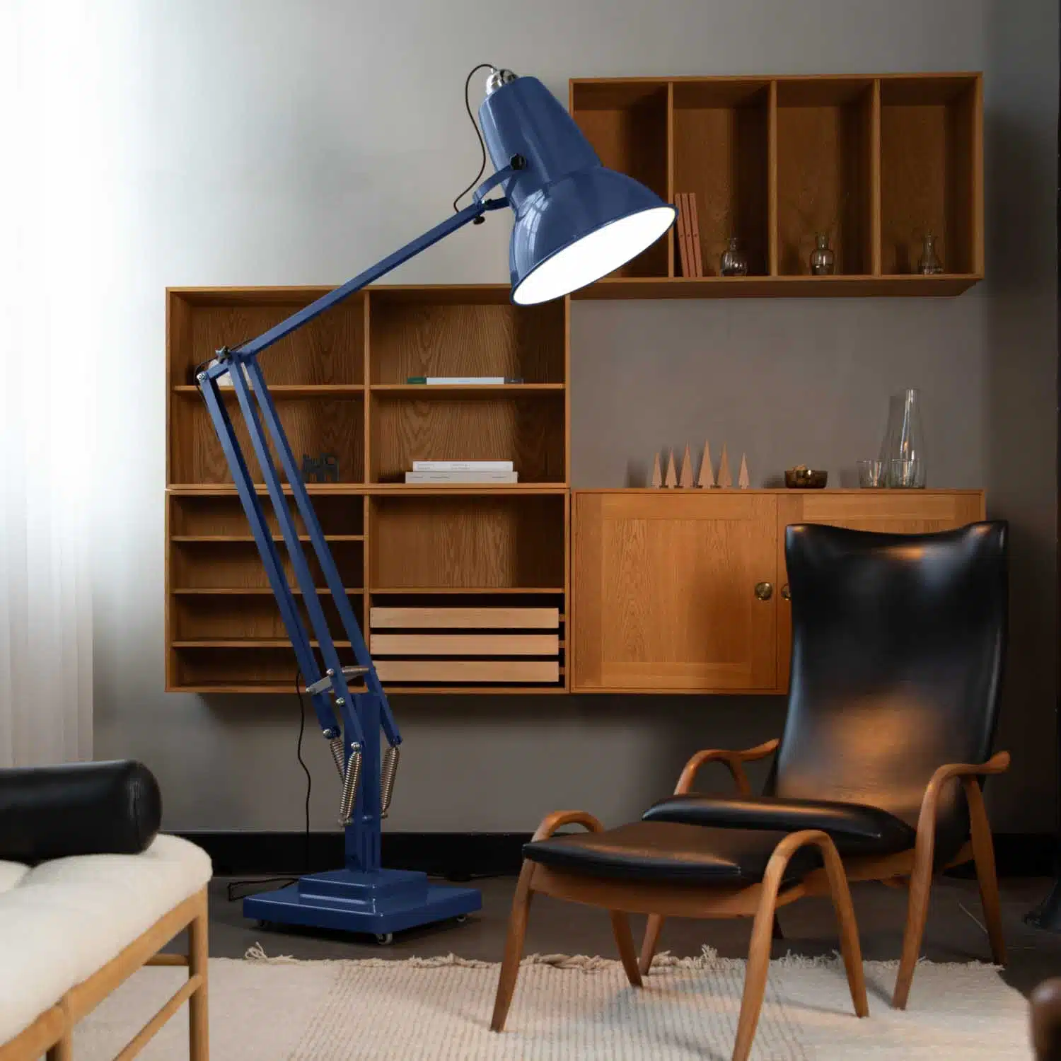 Anglepoise Light - Original 1227 Giant Floor Lamp Marine Blue - Marine Blue Finish - Aluminium Fork Block Shade