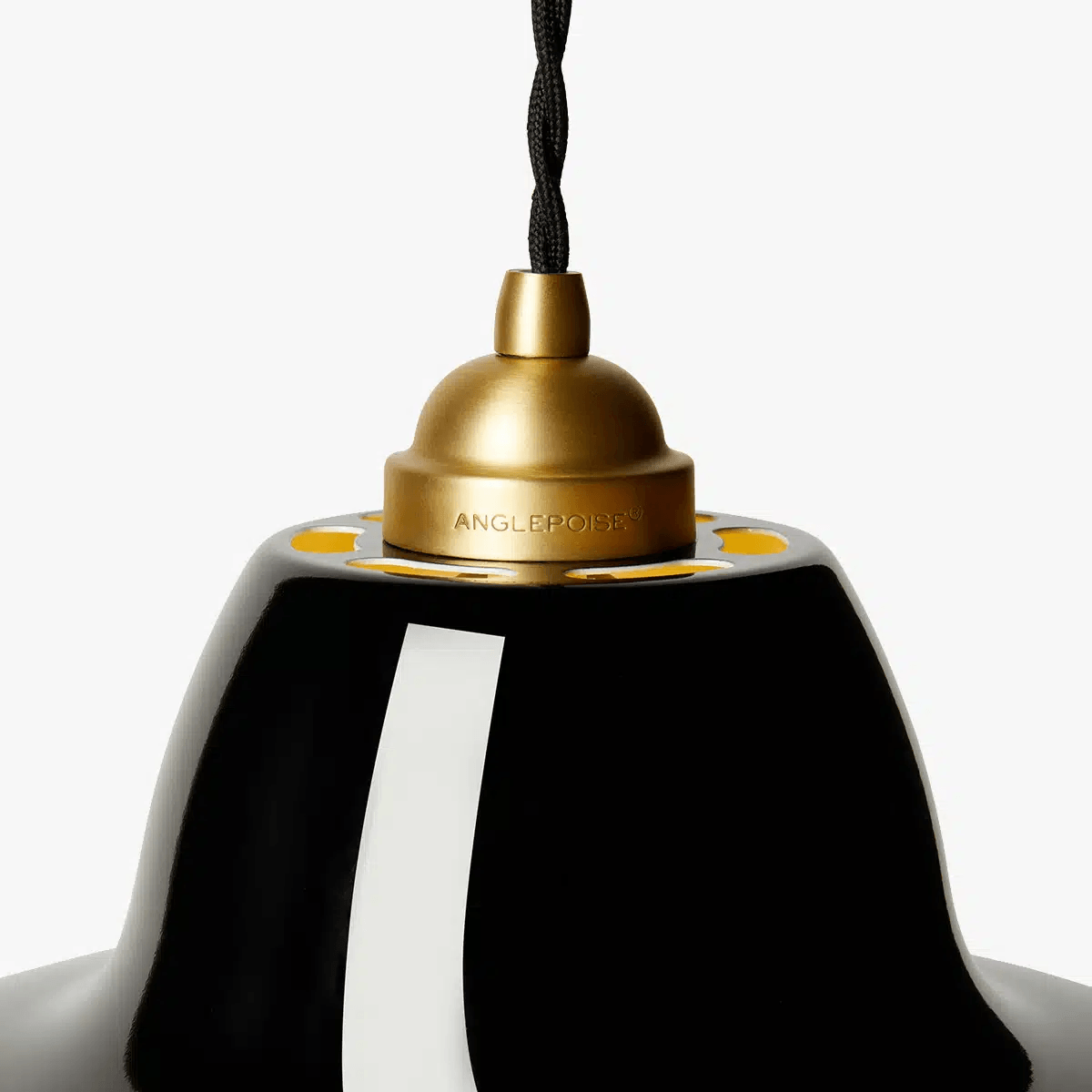 Anglepoise Light - Original 1227 Midi Wide Brass Pendant Jet Black - Jet Black Finish - Steel Shade