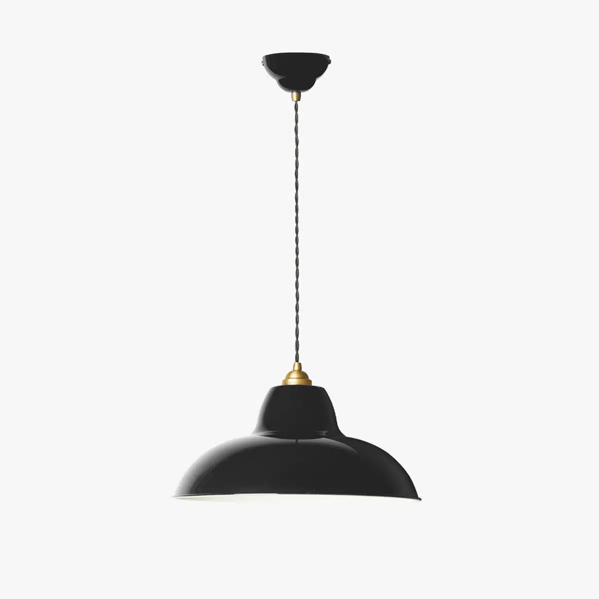 Anglepoise Light - Original 1227 Midi Wide Brass Pendant Jet Black - Jet Black Finish - Steel Shade
