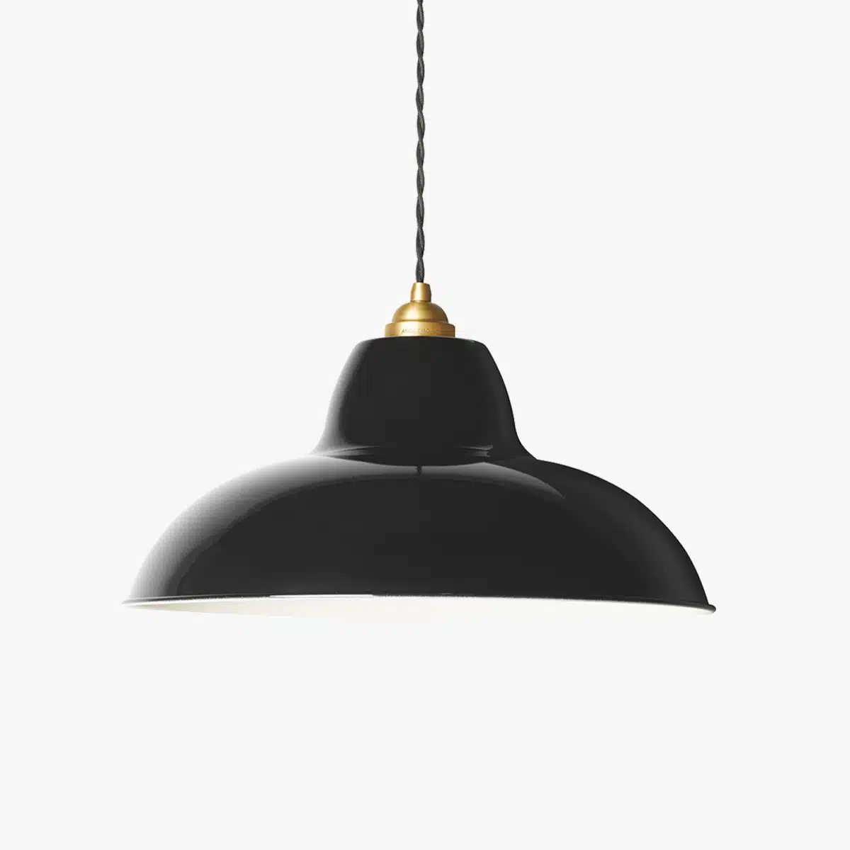 Anglepoise Light - Original 1227 Midi Wide Brass Pendant Jet Black - Jet Black Finish - Steel Shade