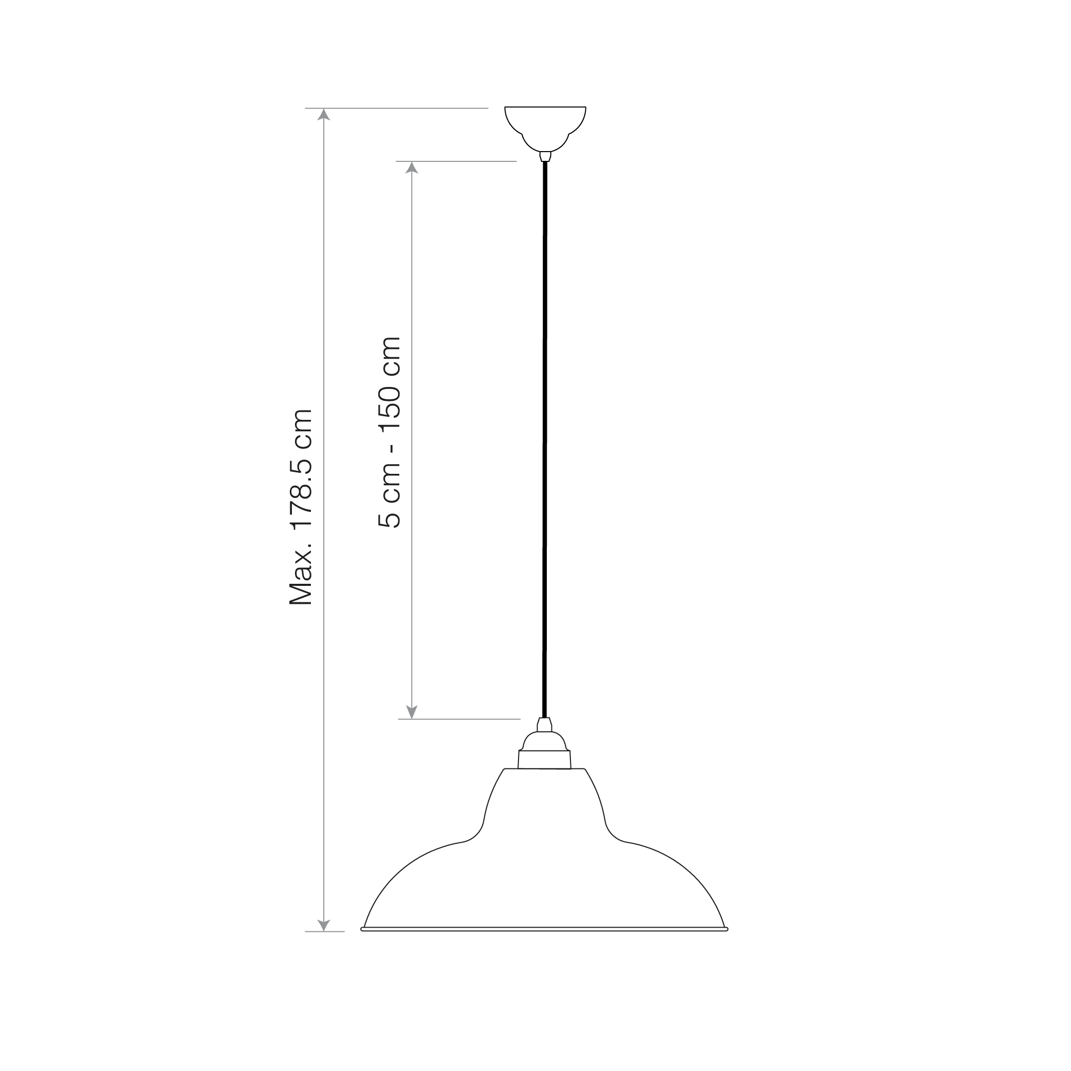 Anglepoise Light - Original 1227 Midi Wide Brass Pendant Elephant Grey - Elephant Grey Finish - Steel Shade