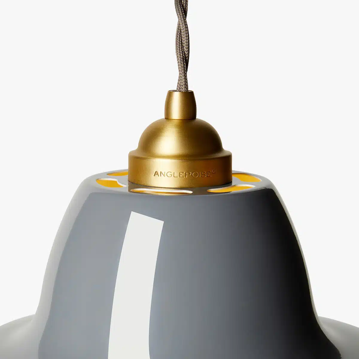 Anglepoise Light - Original 1227 Midi Wide Brass Pendant Elephant Grey - Elephant Grey Finish - Steel Shade