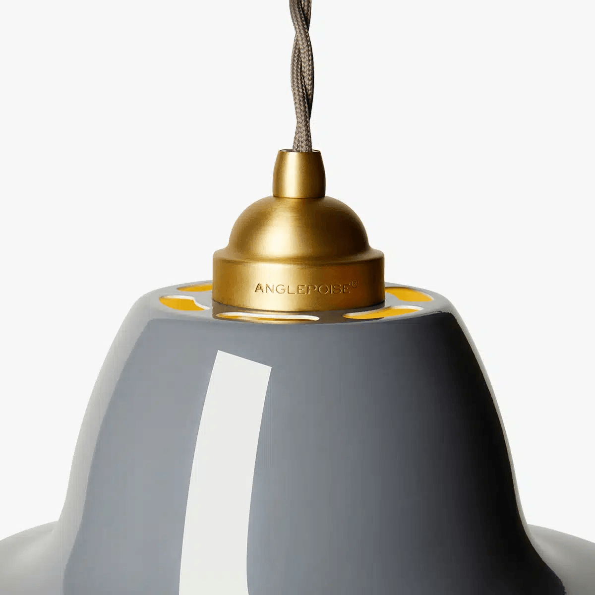 Anglepoise Light - Original 1227 Midi Wide Brass Pendant Elephant Grey - Elephant Grey Finish - Steel Shade