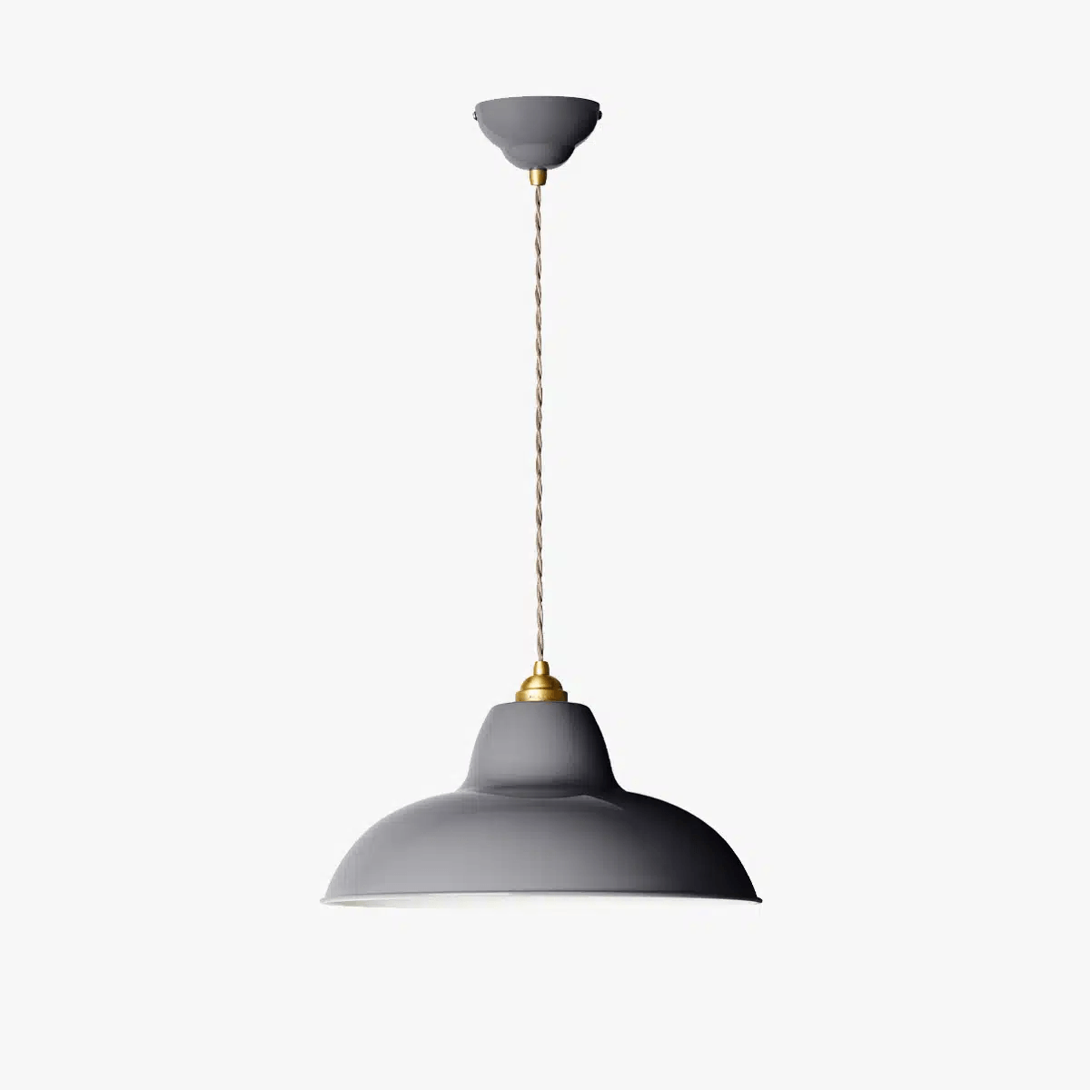 Anglepoise Light - Original 1227 Midi Wide Brass Pendant Elephant Grey - Elephant Grey Finish - Steel Shade