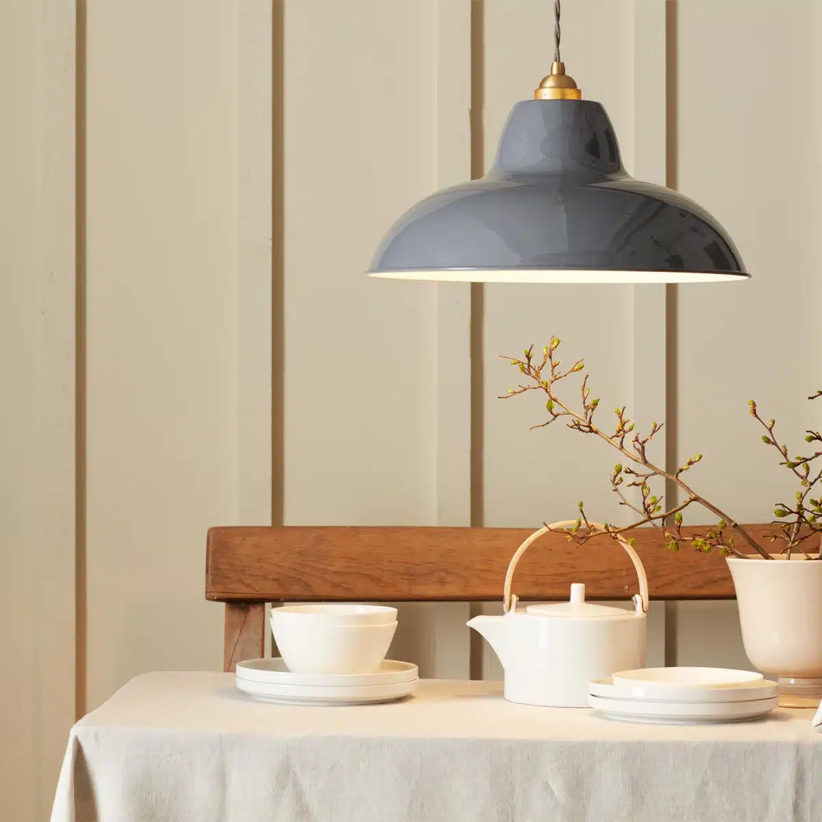 Anglepoise Light - Original 1227 Midi Wide Brass Pendant Elephant Grey - Elephant Grey Finish - Steel Shade