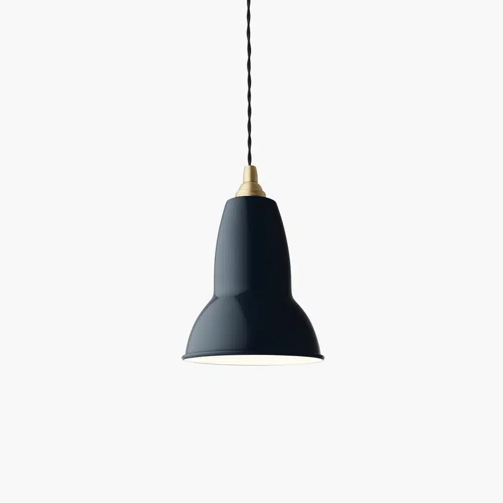 Anglepoise Light - Original 1227 Brass Pendant Ink Blue - Ink Blue Finish - Steel Shade and Ceiling Rose