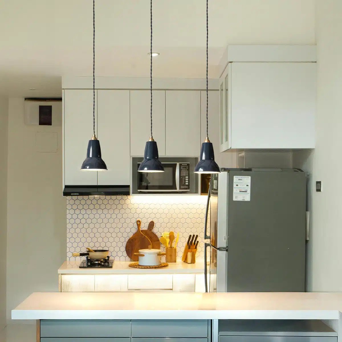 Anglepoise Light - Original 1227 Brass Pendant Ink Blue - Ink Blue Finish - Steel Shade and Ceiling Rose
