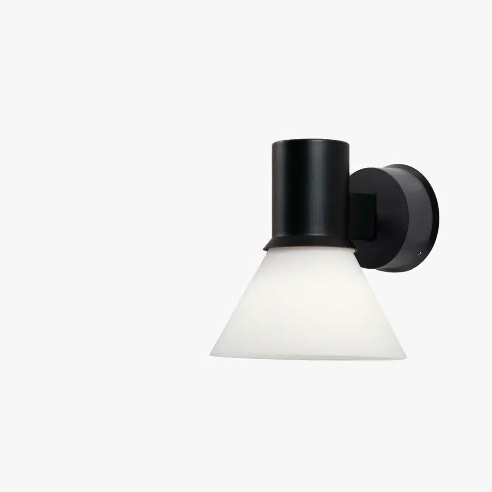 Anglepoise Light - Type 80 W4 Wall Light Matte Black Opal Glass - Matt Black and Glass Finish - Opal Glass Shade and Steel Stem